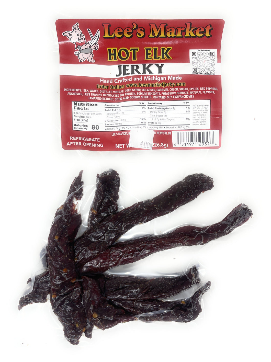 Hot Elk Jerky 4 ounce package